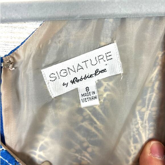 Signature Robbie Bee womens 8 Blue Floral Lightweight Tank Summer Midi Dress NEW - Picture 4 of 5